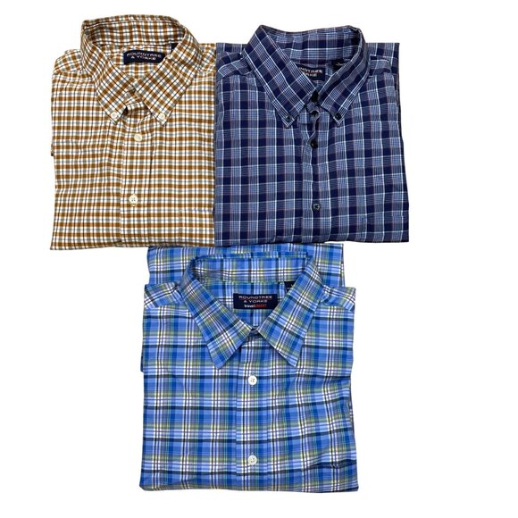 Roundtree & Yorke Mens Long Sleeve Button-Down Plaid Shirts 3 Pack L - Picture 8 of 11